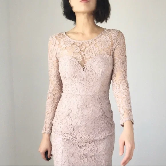 Lace Dusty Rose Pink Dress - Picture 2 of 5